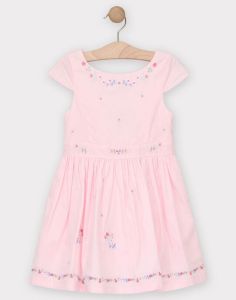 Đầm hồng cho bé gái 2-4 tuổi SERGENT MAJOR cotton thêu hoa ngắn tay váy đầm bé gái xuất Pháp dáng tiểu thư