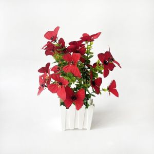 OKKFINE Multicolor Butterfly Orchid Artificial Flower 28 Blooms Plastic Fake Plant Flower Potted Lifelike Photo Props Faux Moth Orchid Potted Home Office Decoration