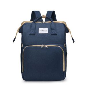 Foldable bed diaper bag with changing station insulated pocket and large capacity Multifunctional Double shoulder mommy bag