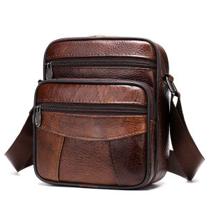 EDERN Retro Genuine Leather Shoulder Bag for Men Business Casual Messenger Bags Fashion Cowhide Small Crossbody Bag Sling Bag Mens Pouch