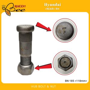 QUEENBEE 118mm Hyundai truck REAR HUB BOLT WITH NUT WHEEL STUD BOLT RH RIGHT BN-185 H.W HIGH QUALITY