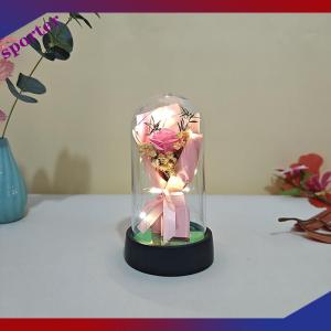 Sporter 1 Set Eternal Rose Light Soap Flower In Acrylic Cover LED Valentine Day Gift For Girlfriend Mothers Day Wedding Bridesmaid Gift