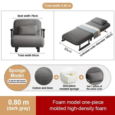 SAINTVILLA 80 120CM Foldable Sofa Bed with Tech Fabric for Office Naps Apartment Living Space Saving Convertible Sleeper Sofa