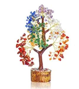 READY STOCK HOUSE WARMING GIFT_7 Chakra Tree Of Life - Crystal Bonsai Tree - Stones And Energy - Feng Shui Tree Gem Tree Stones - Crystal Gifts - Chakra Decor - Spiritual Gifts Crystal Decorations Gemstone Tree Seven Chakra Tre