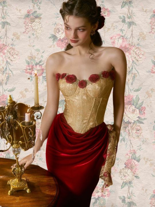 corset dress philippines ANNABELLE Strappy Corset Style Full Length Silk Dress with Slit and Lace Up Back Detail (Old Rose Silk Crepe)