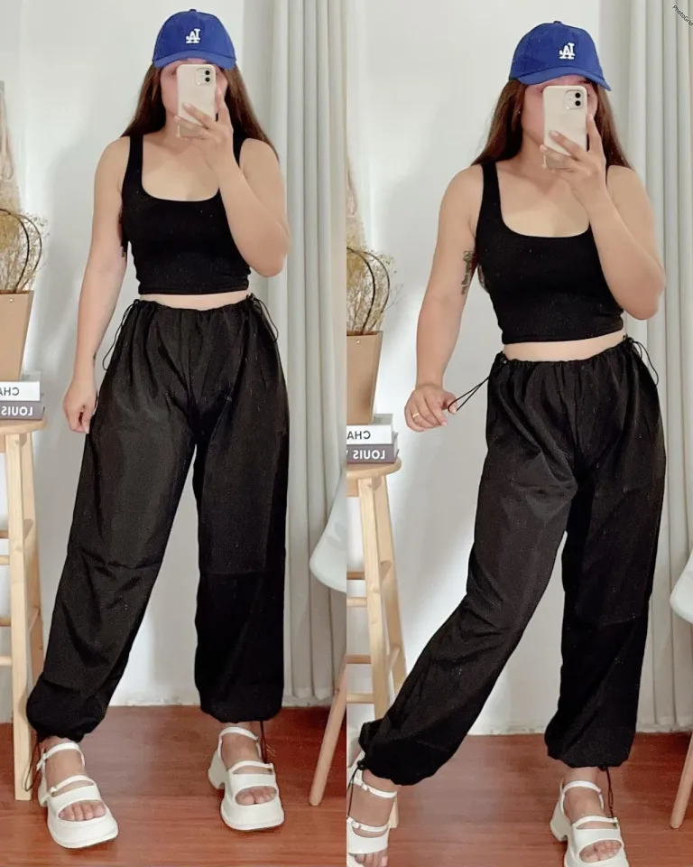 New trendy korean high waist jogger pants women casual outfit