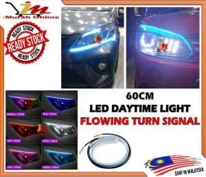 IMurah READY STOCK - 2 PCS 60CM DRL Daytime Light Turn Signal Flowing Light Guide Strip Slim Lamp Car Led Headlight