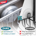 TAILI Sponge Holder with Strong Suction Cup, Dish Sponge Caddy Inside Sink Removable, Rustproof Aluminum for Sponges, Brushes, Stoppers and Scrapers - Black. 