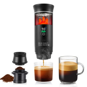 【การจัดส่งท้องถิ่น】3-in-1 เครื่องชงกาแฟเอสเปรสโซพกพา เครื่องชงกาแฟพกพา ใช้ได้กับแคปซูลใหญ่ แคปซูลเล็ก และผงกาแฟ ร้อนเอง หน้าจอดิจิตอล เครื่องชงกาแฟสำหรับการเดินทางสำหรับตั้งแคมป์ สำนักงาน บ้าน รถบ้าน