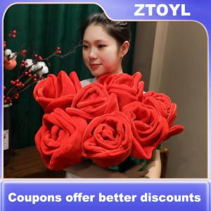 【ZTOYL】 85cm Large Red Plush Artificial Rose Bouquet Stuffed Bendable Bouquet Soft Floral Home Decoration Valentines Day Mothers Day