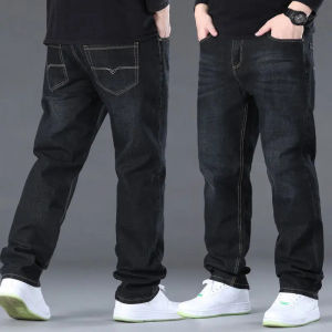 Plus Size 10XL Oversize Men Jeans Black Baggy Casual Cargo Pants Men Big Mens Jeans Loose Trousers Daily Wearable Working Jeans Men