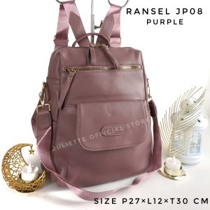 Tas Wanita Ransel Gendong Laptop Backpack Kuliah Batam Cewek Fashion Kulit Sintetis PU Polos JP08