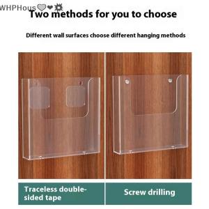 WP💓💛💖 Acrylic Transparent Single-Layer Wall-Mounted Folder Plastic Shelf File Rack Office Data Storage Display Rack Stationery