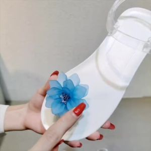 FCMANXIXI Brand Korean Version Beautiful Jelly Flat Sandals Lotus Flowers Inlay Shoes For Women (35-40 Size)