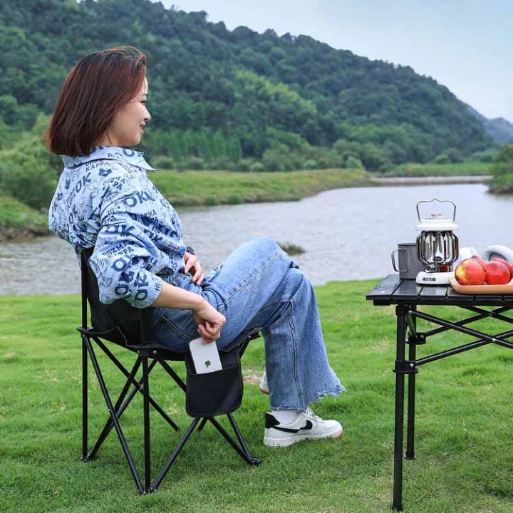 Bearing 120KG Outdoor foldable chair camping Portable fishing chair light  Beach chair Leisure folding recliner 43*43*72