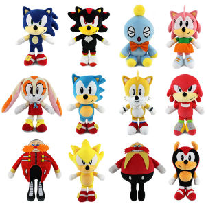 1PCS 25cm SONIC The Hedgehog Plush Soft Toys Plush Doll Amy Rose Knuckles Tails Toys Cartoon PP Cotton Shadow SONIC The Hedgehog Soft Stuffed Toy Kids Gifts Children