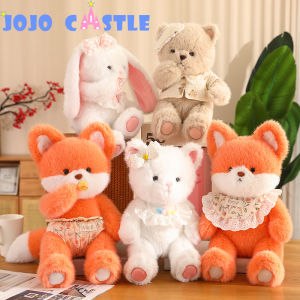 JOJO CASTLE New Fluffy Cartoon Bunny Bear Cat Fox Plush Toys Teddy Bear 45/60cmCute Anime Creative Gift High Quality Stuffed Doll Home Decor Christmas Birthday Gift 可爱动物公仔