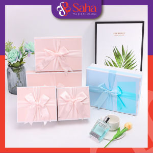 Hộp Quà Sinh Nhật SAHA Sang Trọng Có Túi Màu Hồng Xanh Pastel Hộp Đựng Quà Sinh Nhật Kèm Túi Pastel Nhiều Size