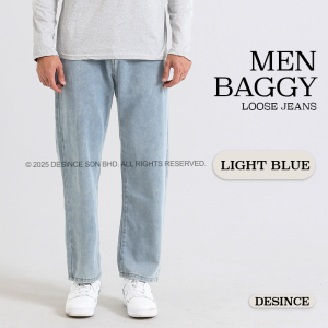 🇲🇾 DESINCE Men Long Jeans Denim Pants Cooling Trousers Straight Cutting Loose Oversize Man Pants Seluar Jean MP 053