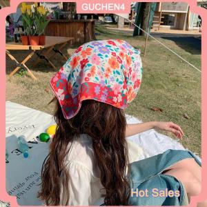 GUCHEN4🎀 Mềm nhỏ hoa vuông bông khăn 58x58cm phụ kiện khăn trùm đầu thời trang của phụ nữ