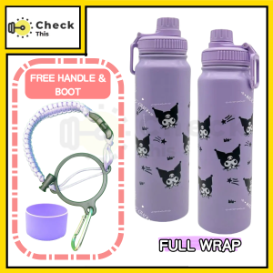 Kuromi Full Wrap Design 800ml Tumbler with Free Handle & Boot | Stainless Steel Insulated Cup