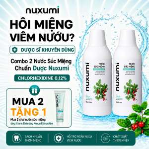 Nước Súc Miệng Nuxumi Giảm Lây Lan Cúm Hôi Miệng Viêm Nướu Vị Trà Xanh Dễ Súc 280ml