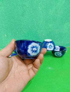 Set 10 chén vẽ tay hoa mai loại nhỏ 7 cm chum hoa mai 80ml