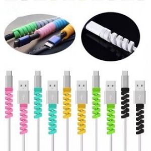 READY STOCK 2 Pcs Universal Cable Protector Prevents Breakage Spiral Cord Winder Silicone USB Date Line Sleeve baris data