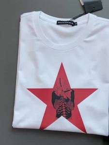跨境代发2025夏款潮牌五角星印花高档丝光棉男士短袖T恤衫半袖t恤