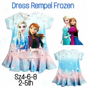 Dress Anak Murah Rempel Digital Printing Frozen