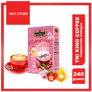 Viet Store TNI KING COFFEE Cappuccino Instant Coffee Sakura Strawberry Collagen Flavor (20 sachets) 240g Extremely Velvet Creamy Layer Viet Nam Trung Nguyen King Coffee Vietnamese Coffee