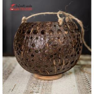 โคมไฟกะลามะพร้าว โคมไฟกะลามะพร้าวตั้งพื้น มะพร้าวกระเช้าดอกไม้ มะพร้าวกระเช้าดอกไม้ กะลามะพร้าวเชิงเทียนตะกร้าดอกไม้กะลา