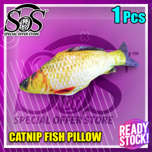 Bantal Ikan Creative 3D Fish Shape Cat Toy Simulation Plush Fish Pet Fish Pillow Mainan Kucing Kitten Pet Toy Fake Fish