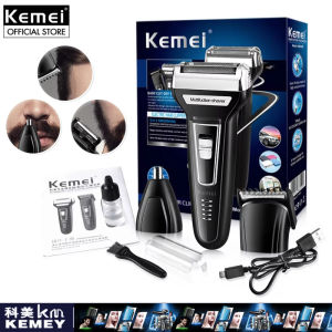 Kemei KM-6559 Professional 3 in 1 Multifunction Electric Shaver Hair Clipper Nose Trimmer Dual Blade USB Electric Shaver Razor