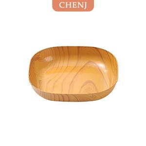 [COD] CHENJ จานไม้น้ำส้มสายชูจานพลาสติกเลียนแบบสุดสร้างสรรค์ถาดใส่ขนมผลไม้อบแห้งสำหรับใช้ในบ้านซูชิอาหารเช้า