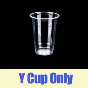 [100pcs]Plastic Y/U 95mm Milk Tea Cups With Flat/Dome/Strapless Lids Set (12oz 16oz 22oz)