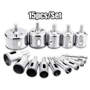 15pcs/Set Diamond Drill Bit Hole Saw Set For Tile Marble Bottles Glass Ceramic Hole Saw Drilling