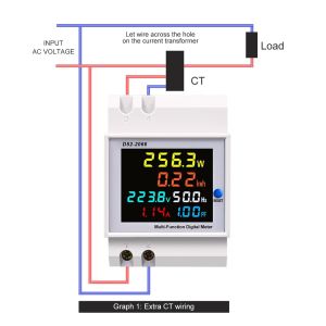 6IN1 Din rail AC monitor 110V 220V 100A Voltage Current Power Factor Active KWH Electric energy Frequency meter VOLT AMP