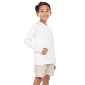 Kaos Polos Anak Oneck Lengan Panjang Bahan Katun Combed 30s Warna Putih Solid
