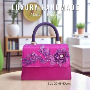 กระเป๋าถืองานฝีมือ DIY ตกแต่งด้วยลูกไม้ 3 มิติ