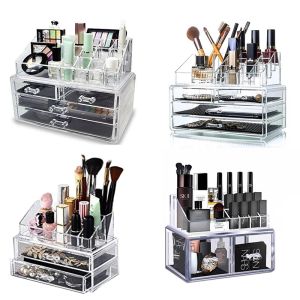 Acrylic Make up Organizer Storage Box Clear Cosmetics Container Brush Nail Gel Storage Drawer Set