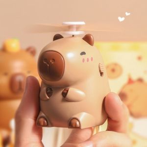 Cute Capybara USB Mini Fan Portable Handheld Fan Rechargeable Pocket Size Low Noise Small Electric Fan Student Dormitory