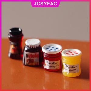 JCSYFAC 4 cái 1:12 Dollhouse thu nhỏ cà phê có thể bánh mì lây lan nước sốt trái cây mứt thực phẩm Mô hình nhà bếp trang trí nội thất đồ chơi nhà búp bê phụ kiện