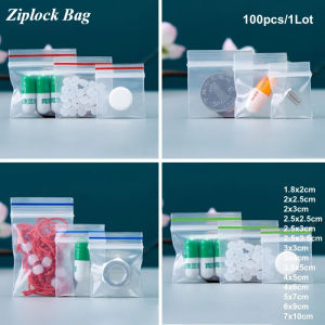 100pcs Transparent Mini Small Zipper Plastic Bags Sealing Jewelry Food Packaging Clear Pouch Storage Waterproof Reusable