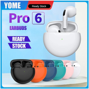 YOME Original Air Pro 6 TWS Wireless Headphones with Mic Tws Fone Bluetooth Earphones Sport Earbuds Running Headset for Huawei Xiaomi All Smartphone