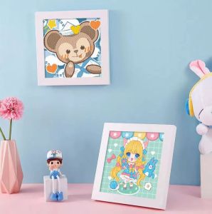 NEW DIAMOND PAINTING DIY ANIME GIRL & CARTOON SERIES + FRAME BINGKAI 17.5CM X 17.5CM / SET STICKER DIY MANIK DIAMOND