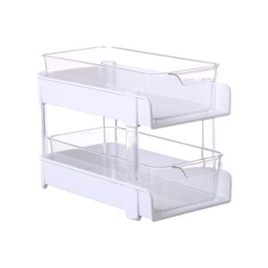 FOUNDTWO Storage Tray  Storage Display Rack Stationery/Toiletries Removable 2 Layer Storage Shelf Nail Polish Display Holder 2 Layer Cosmetic Storage Holders Home Use
