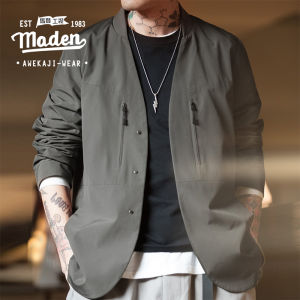 MADEN brand work clothes style men youth 2023 new thin American casual collarless gray suit jacket functional suit for commuting mens party wedding single suit