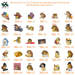 Meme Cheems Dog - Set 10/15/20/25/30 Set Sticker Chú chó cheems hình dán trang trí laptop mũ bảo hiểm vali điện thoại..siêu đẹp chống nước chống xước
