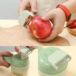 Blender Gagang Portable Food Chopper Elektrik 4 in 1 Chopper Mini Listrik Serbaguna Penggiling Pemotong Penghalus Daging Sayuran Praktis Simple Tanpa Kabel
